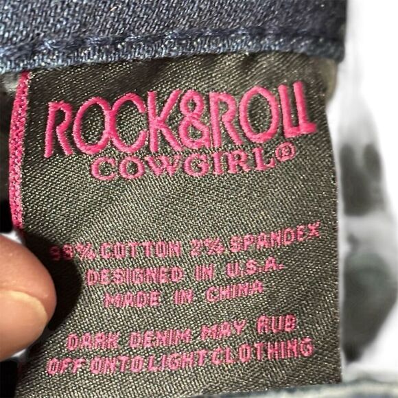 Rock & Roll Cowgirl Women's Flare Denim Jeans Size 31 Dark Wash Blue - Picture 8 of 8
